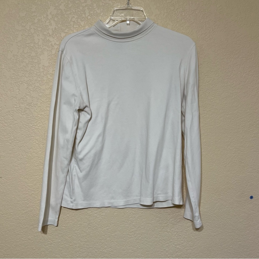 St. John's Bay‎ Classic Mock Neck Long Sleeve Top Cream Size Large